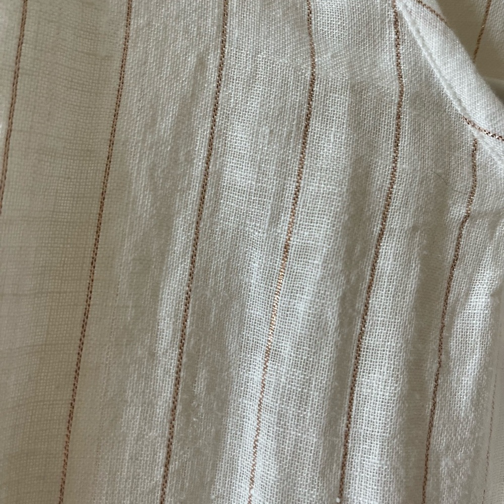 Rails Cream and rose gold Striped Linen shirt